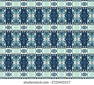 Padrão caleidoscópio geométrico abstrato em tons azuis, fundo sem costura com simetria, textura, abstrato, padrão, geometria, design de papel de parede