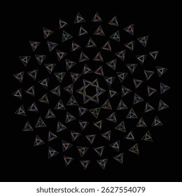 Abstract Geometric Kaleidoscope Pattern Multicolored Artistic Composition on Black