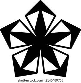 Abstract geometric kite flower shape, vector modern and contemporary design in a glyph illustration for web and print.