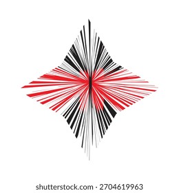 Abstract Geometric Kite Shape Logo Concept. Design de vetor estilizado de raios de dados convergentes, conexão de tecnologia, rede digital ou ícone de seta de velocidade.