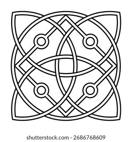 Abstract Geometric Knot Pattern – Black and White Line Art Design