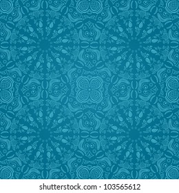 Abstract Geometric Lace Pattern on Blue  Background. Vector Illustration