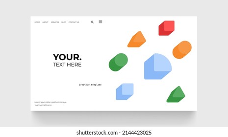 Abstract geometric landing page with different figures. Trendy backgrounds for poster, landing page, banner and packaging.