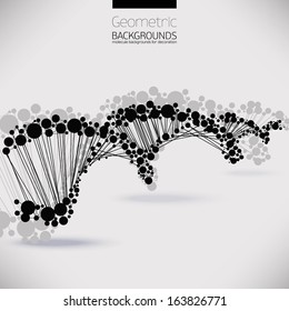 Abstract geometric lattice DNA, the scope of molecules, the molecules in the circle. Round composition of the molecular lattice.Monochrome picture composition for your design.
