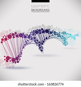 Abstract geometric lattice DNA, the scope of molecules, the molecules in the circle. Round composition of the molecular lattice.Monochrome picture composition for your design.