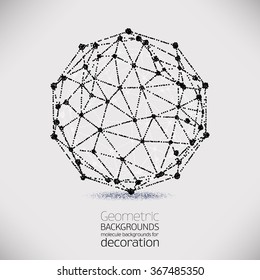 Abstract geometric lattice dots, the scope of molecules.
