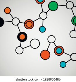 Abstract geometric lattice, molecules on same chain. Beautiful set of molecular lattice. Vector composition for design