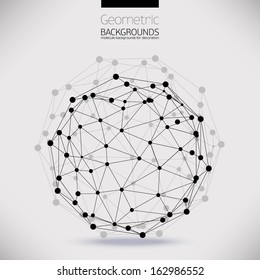 Abstract geometric lattice, the scope of molecules, the molecules in the circle. Round composition of the molecular lattice.Monochrome vector composition for your design.