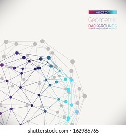 Abstract geometric lattice, the scope of molecules, the molecules in the circle. Round composition of the molecular lattice. Color composition vector for your design.