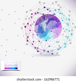 Abstraktes geometrisches Gitter, der Umfang von Molekülen, die Moleküle im Kreis. Rundzusammensetzung des Molekulargitters. Farbkompositionsvektor für Ihr Design.