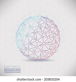Abstract geometric lattice, the scope of molecules, the molecules in the circle. Round composition of the molecular lattice. Color composition vector for your design.