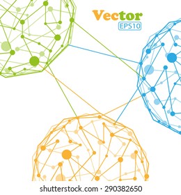 Abstract geometric lattice, the scope of molecules. Color composition vector for your design.