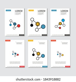 Abstract geometric lattice, set of dna, molecules on same chain. Beautiful set of molecular lattice. Compound molecula in figure. Vector composition for design