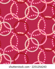 Abstract Geometric Layered Dotted Circles Chains Seamless Vector Pattern Isolated Background