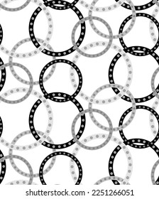 Abstract Geometric Layered Dotted Circles Chains Seamless Vector Pattern Isolated Background