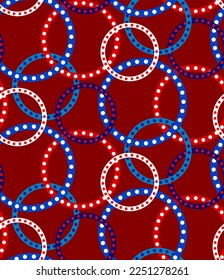 Abstract Geometric Layered Dotted Circles Chains Seamless Vector Pattern Isolated Background