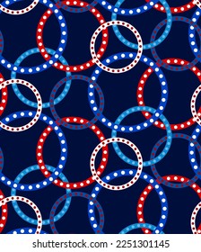 Abstrakte, geometrische, gepunktete Kreise ketten Nahtlose Vektormuster einzeln auf dem Hintergrund