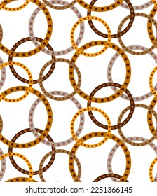 Abstract Geometric Layered Dotted Circles Chains Seamless Vector Pattern Isolated Background
