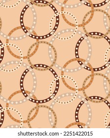 Abstract Geometric Layered Dotted Circles Chains Seamless Vector Pattern Isolated Background