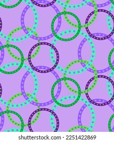 Abstract Geometric Layered Dotted Circles Chains Seamless Vector Pattern Isolated Background