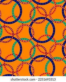 Abstract Geometric Layered Dotted Circles Chains Seamless Vector Pattern Isolated Background