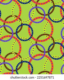 Abstract Geometric Layered Dotted Circles Chains Seamless Vector Pattern Isolated Background