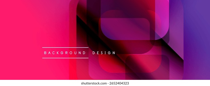 Abstract geometric layers create vibrant pink, purple gradient. Modern design element for backgrounds, presentations. Smooth transitions visible.