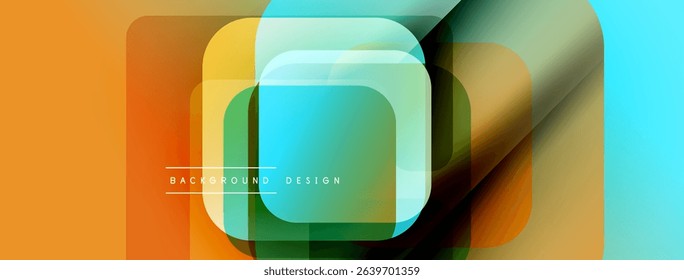 Abstract geometric layers overlap. Vibrant colors create modern design. Smooth gradients suggest depth, texture. Minimal text present.