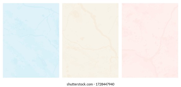 Abstract Geometric Layouts. Blue, Beige and Pink Grunge Backgrounds. Funny Simple Creative Design. Marble Effect Layers. No Text. Pastel Color Blanks.