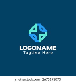 Abstract geometric leaf cross logo design