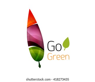 Abstract geometric leaf icon. Vector illustration