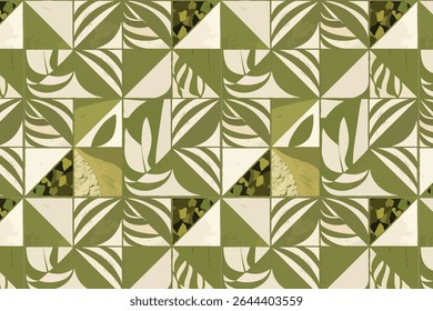 Abstract Geometric Leaf Pattern – Seamless Green Nature-Inspired Background Illustration