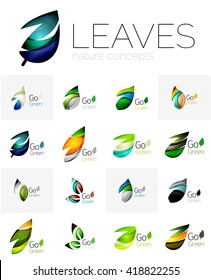 Abstract geometric leaves, company logo collection, nature icon set. Vector illustration