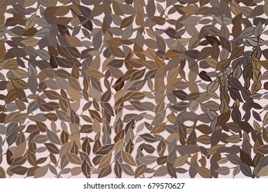 Abstract geometric leaves drawing pattern, colorful & artistic for graphic design, catalog, textile or texture printing & background. Style of mosaic or tile. Vector illustration graphic.