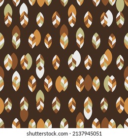 Abstract Geometric Leaves Shape in Autumn Color Vector Seamless Pattern can be use for background and apparel design
