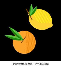 Abstract geometric lemon and orange