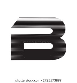 Letra geométrica abstrata B Logo Design com padrão de meio-tom linear moderno e estilo técnico