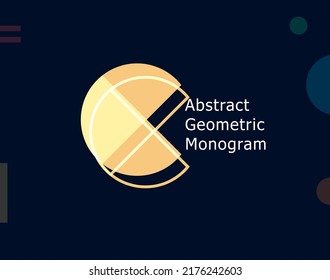 Resumen del concepto gráfico de letras geométricas C. Forma inusual de color para el logotipo y la plantilla de diseño de monograma. Símbolo geométrico de estilo Bauhaus o Memphis. Ilustración vectorial.