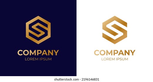 abstract geometric Letter C S logo with hexagon icon design vector elements