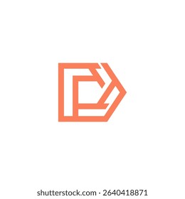 Abstract Geometric Letter D Line Art Logo