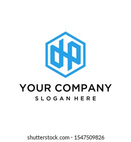 Abstract geometric letter dp logo design vector