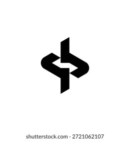 Abstract geometric letter DPS or DP logo design. Modern black minimalist monogram forming a strong S shape. Bold connected symbol suitable for tech, finance, or corporate identity.