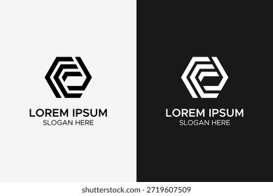 Abstrato geométrico letra E C desenho do logotipo hexágono. Monograma de entrelaçamento minimalista para tecnologia, construção, engenharia, segurança e identidade corporativa moderna de negócios