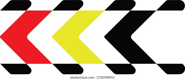 Abstrakter geometrischer Buchstabe K mit roten gelben und schwarzen Farbblöcken
