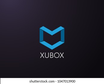 Abstract geometric letter M logo template with hexagonal element object. cube box shape icon symbol design for mail, corporate business, apps, data technology. Vector illustration.