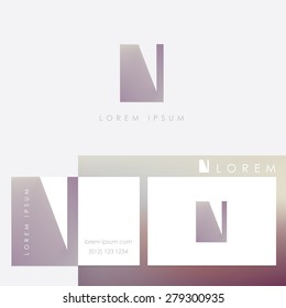 abstract geometric letter n font logo element design for corporate visual identity with minimalistic contemporary business card templates. Soft subtle gradient mesh colors