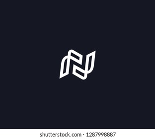 abstract geometric letter N initial logo template