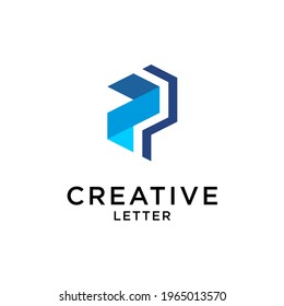 abstract geometric letter P, PP logo design vector template