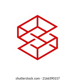 Abstract Geometric letter S logo template. Universal vector icon.  Creative sign, wireframe of intersecting lines in the form of the letter S.
