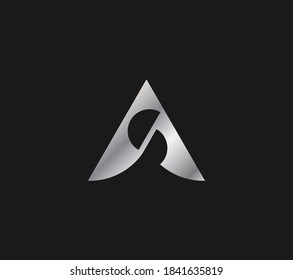 Abstrakter geometrischer Buchstabe AS oder SA Form Farbverlauf Silber Logo Design Vorlage.